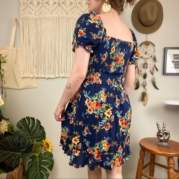 BOG Collective Smocked Floral Square Neck Puff Sleeve Dress - Picture 10 of 16